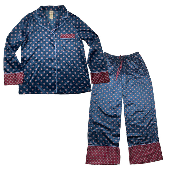 In Bloom Other - In Bloom Jonquil Women Satin Sleep Set Navy Blue Red Pajamas Size Small Lounge